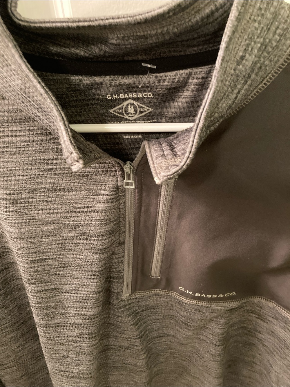 G.H. Bass & Co. Men's Gray Half-Zip Sweater with Dark Chest Panel